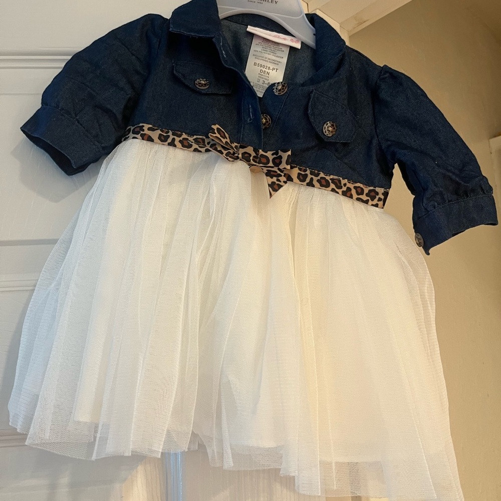 Bonnie Baby Denim Dress with White Tulle Skirt